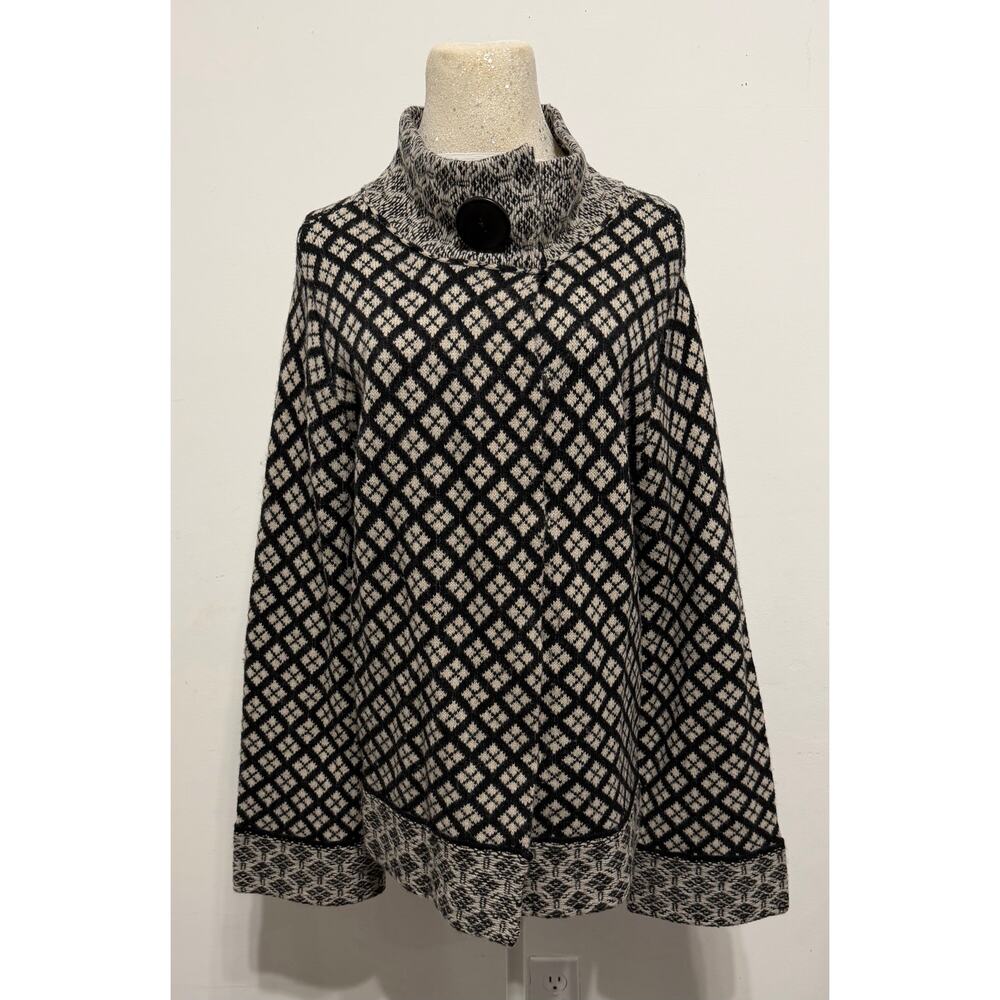 TravelSmith Women's Mock‎ Neck Wool Sweater Jacket Travel Nordic Winter Vintage